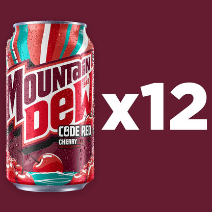 Cherry flavored Mountain Dew soda cans pack