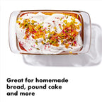 Glass bread pan with easy-grip handles