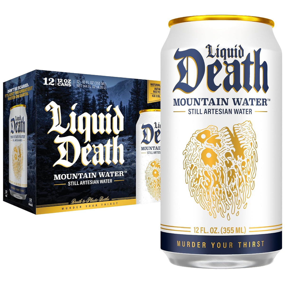 Liquid Death canned still mountain water