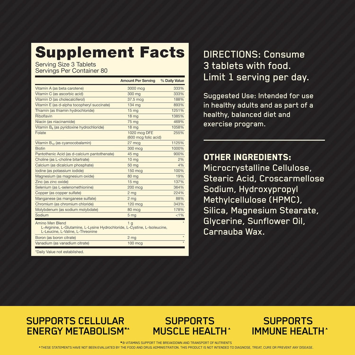 Opti-Men daily multivitamin tablets for active men