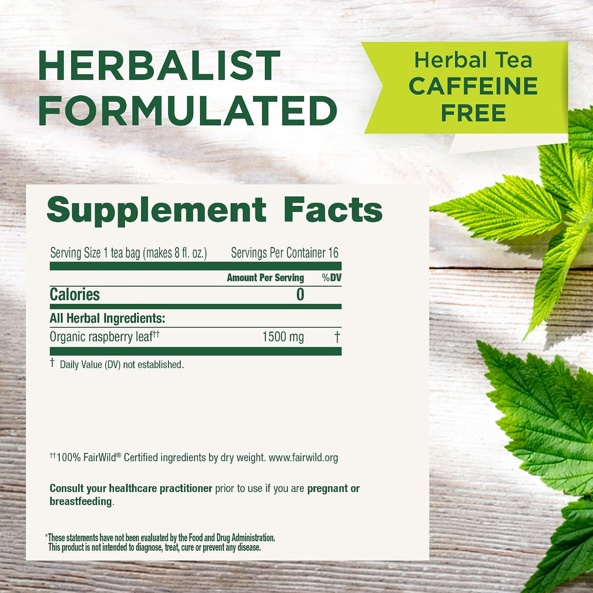 Traditional Medicinals raspberry leaf tea packaging