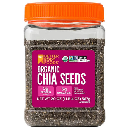 BetterBody Foods organic chia seeds 20 oz container