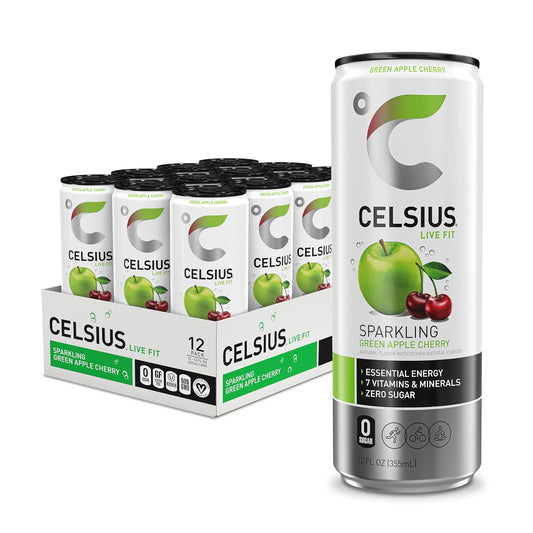 CELSIUS Sparkling Green Apple Cherry sugar free cans