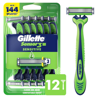 Gillette Sensor3 Sensitive disposable shaving razors front packaging