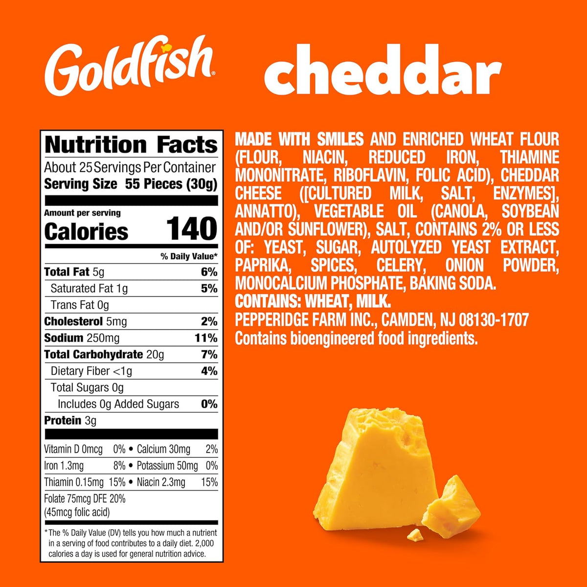 Goldfish baked cheddar crackers family-size carton