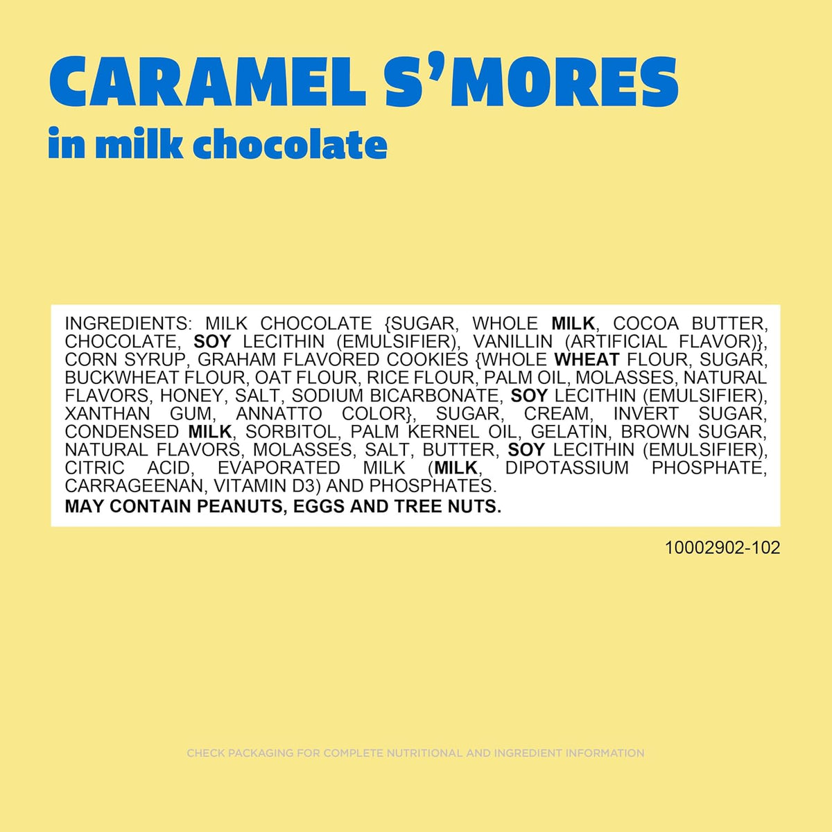 Milk chocolate candy with marshmallow caramel and graham flavor