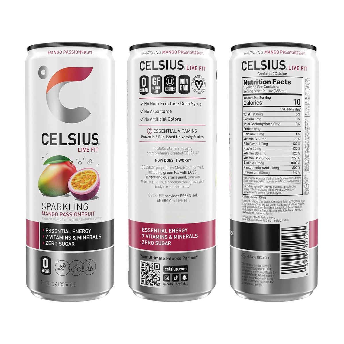 CELSIUS functional essential energy drink mango passionfruit
