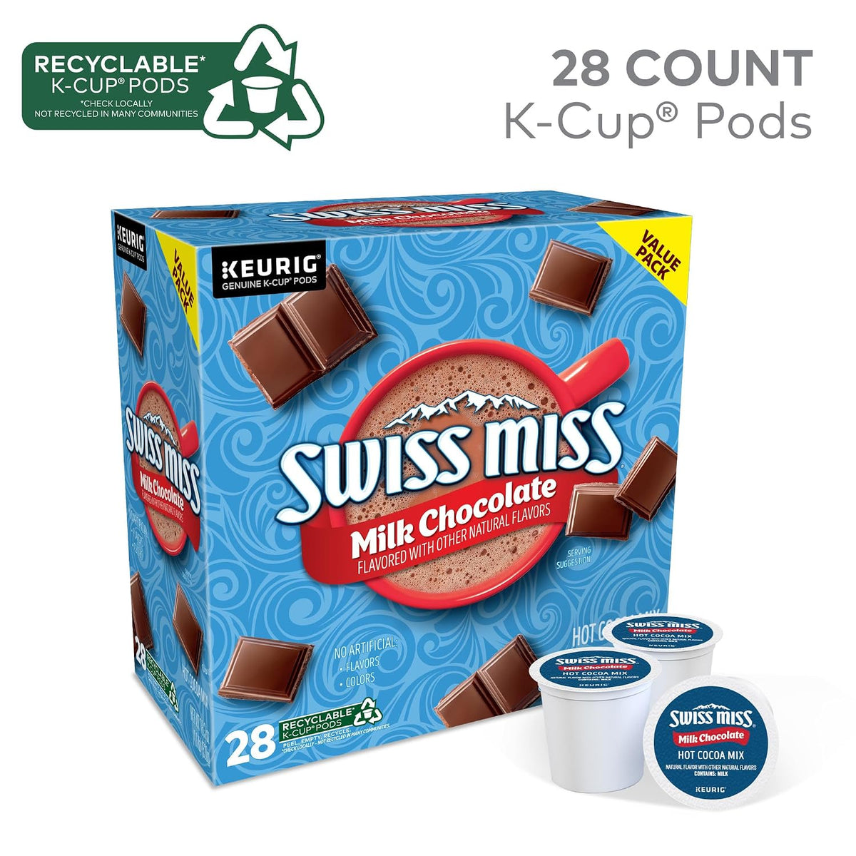Swiss Miss 28 count hot chocolate pods for Keurig brewers