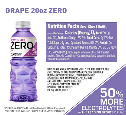 20 oz POWERADE ZERO Grape sports drink pack
