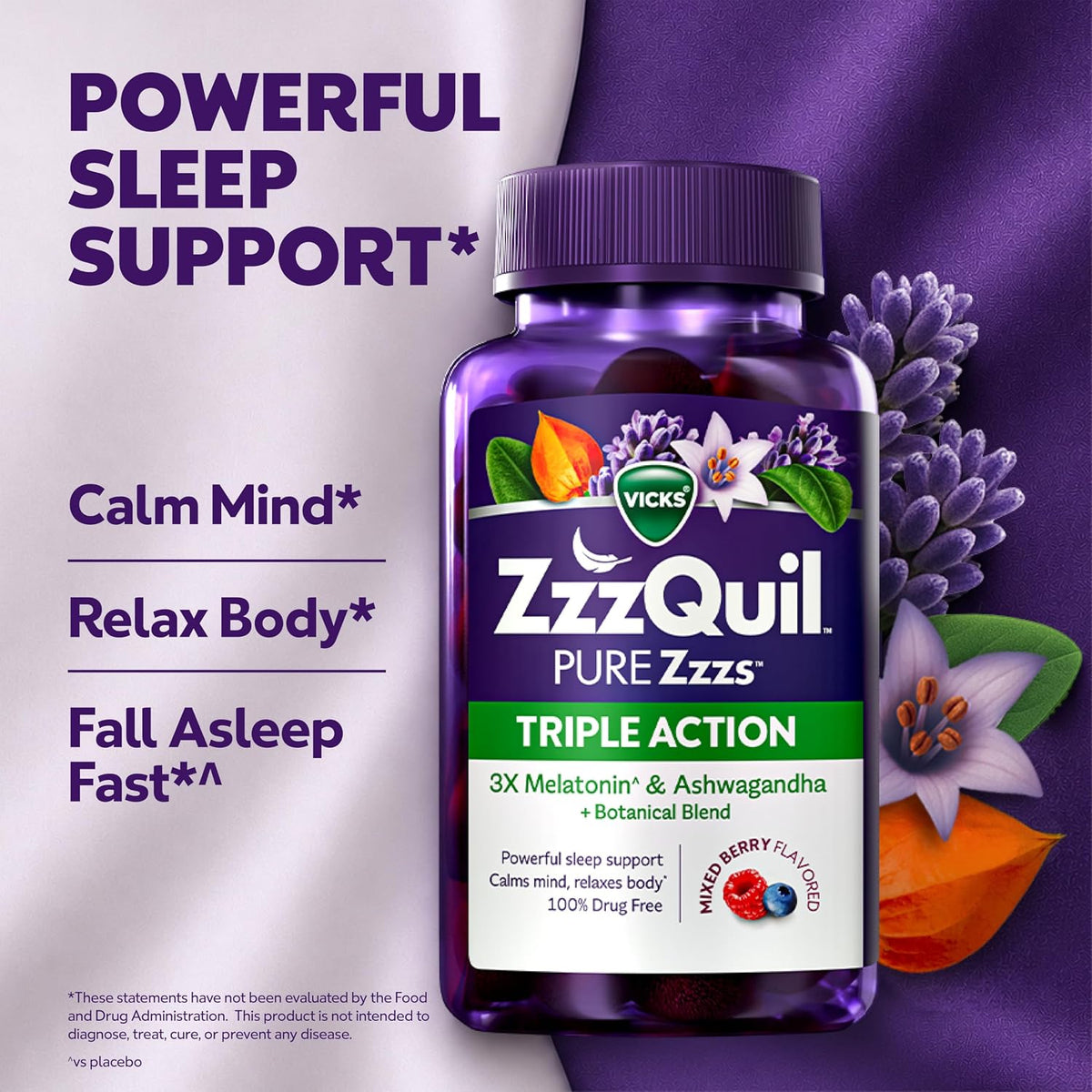 ZzzQuil PURE Zzzs gummies with ashwagandha for adults