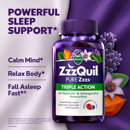 ZzzQuil PURE Zzzs gummies with ashwagandha for adults