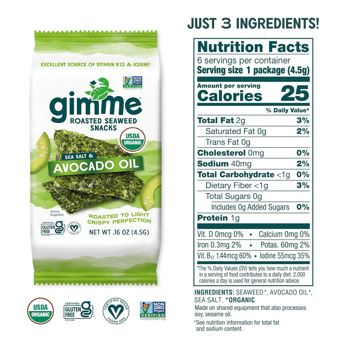 gimMe crispy organic seaweed snack with avocado oil