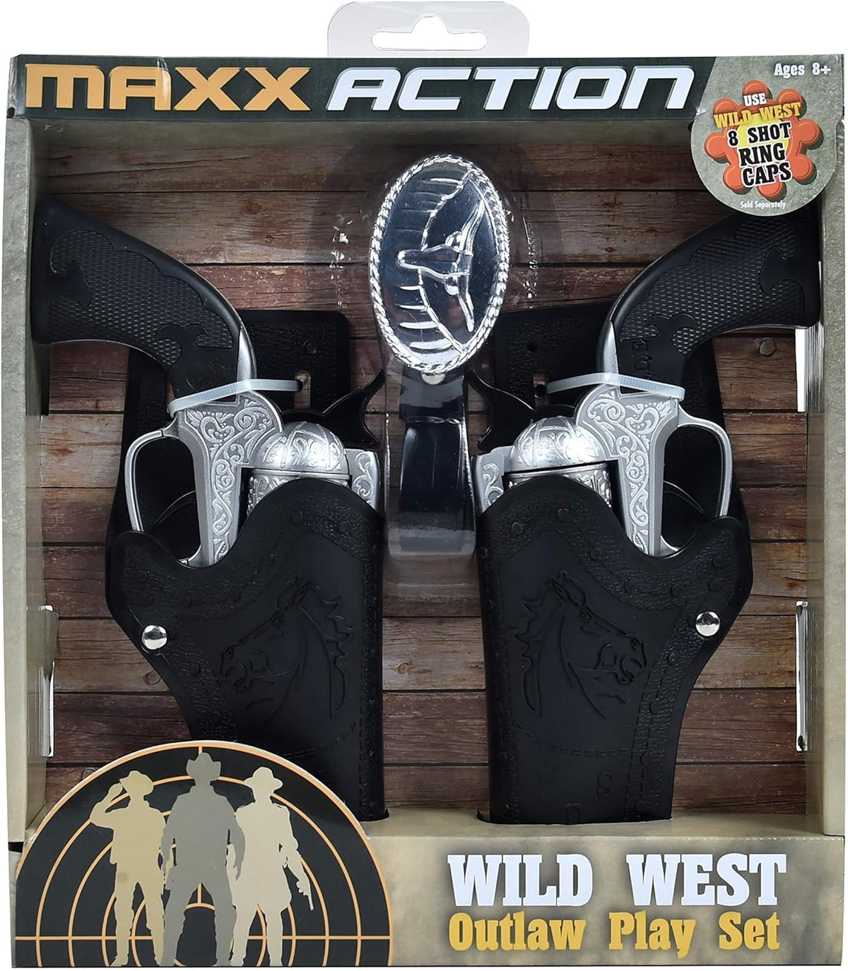 Cowboy dress-up set with adjustable belt and dual holsters