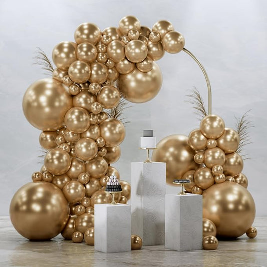 PartyWoo metallic gold balloons 145 piece set