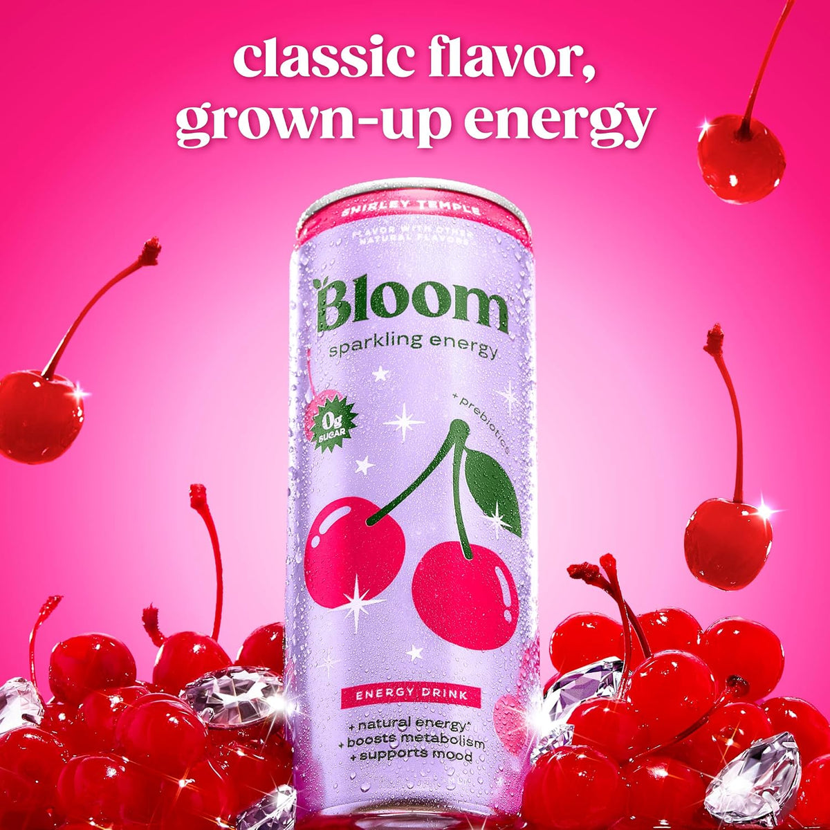 Zero sugar Bloom Nutrition energy drink 12 oz cans