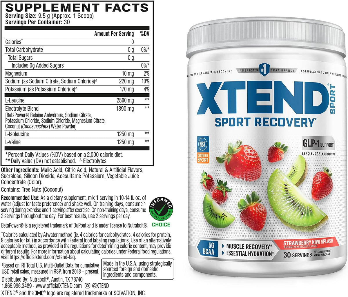 Strawberry Kiwi Splash BCAA powder by Xtend