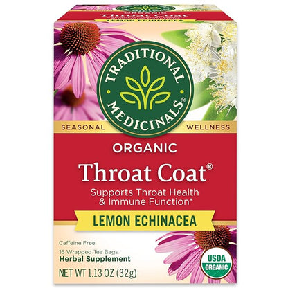Traditional Medicinals Organic Throat Coat Lemon Echinacea tea box
