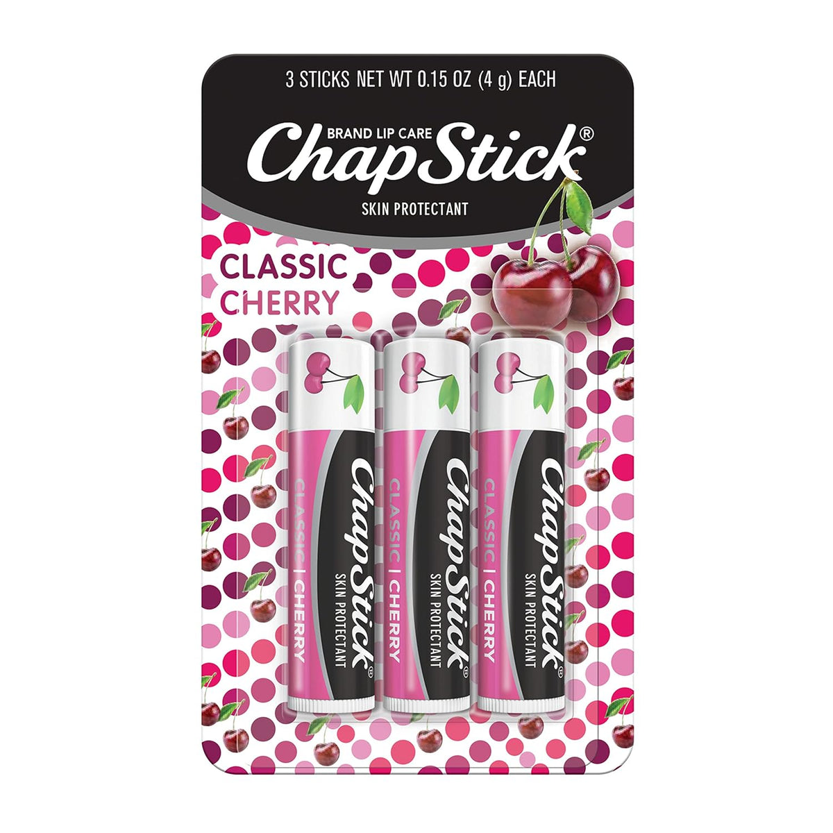 ChapStick cherry-flavored lip balm in portable tubes