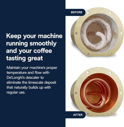 Visit the De'Longhi Store — De'Longhi EcoDecalk Descaler, Eco-Friendly Universal Descaling Solution for Coffee & Espresso Machines, 2-Pack (1 use per pack)