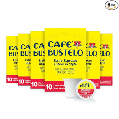 Café Bustelo espresso style dark roast coffee pods 60 count