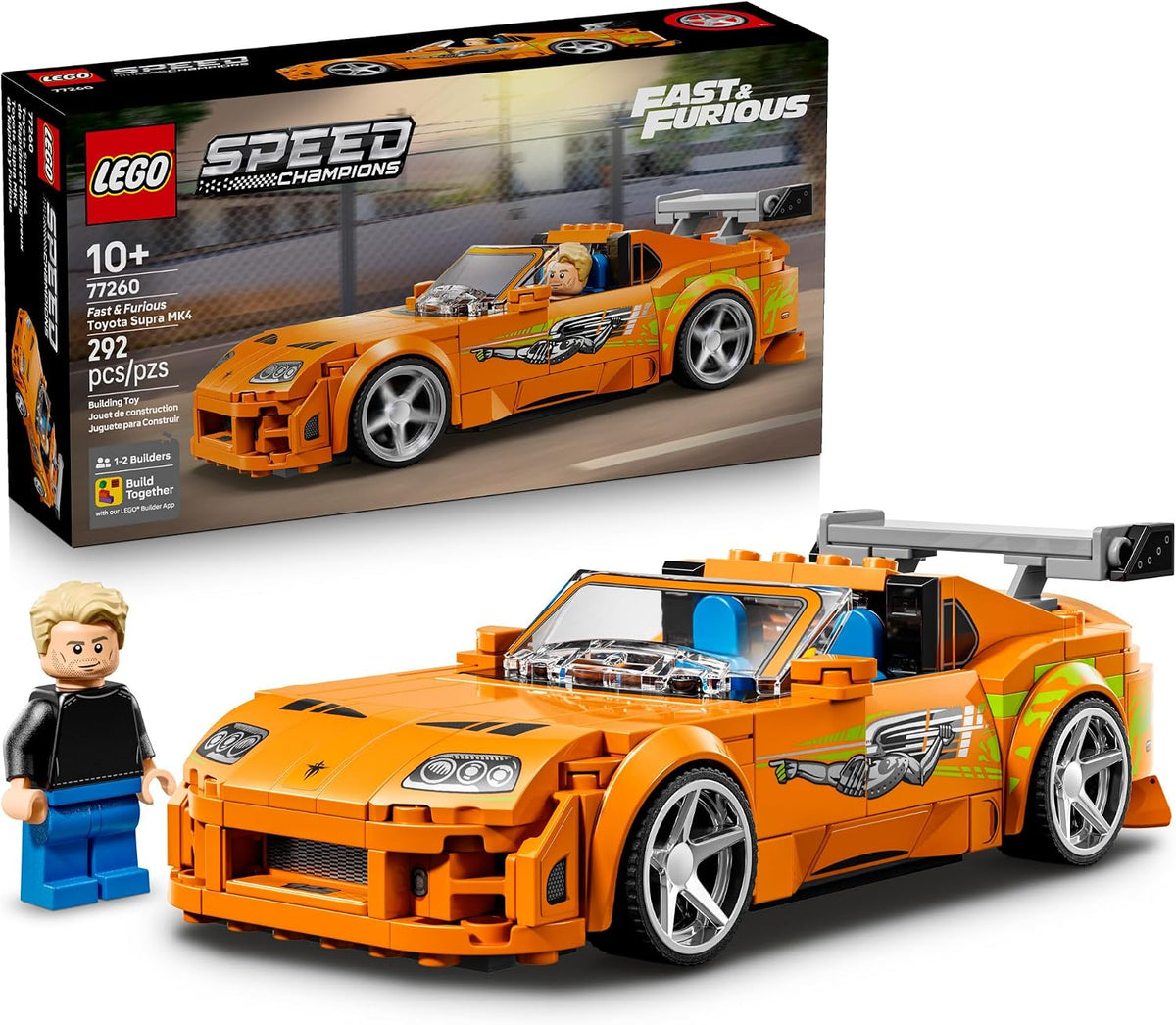 LEGO Toyota Supra MK4 orange race car building toy