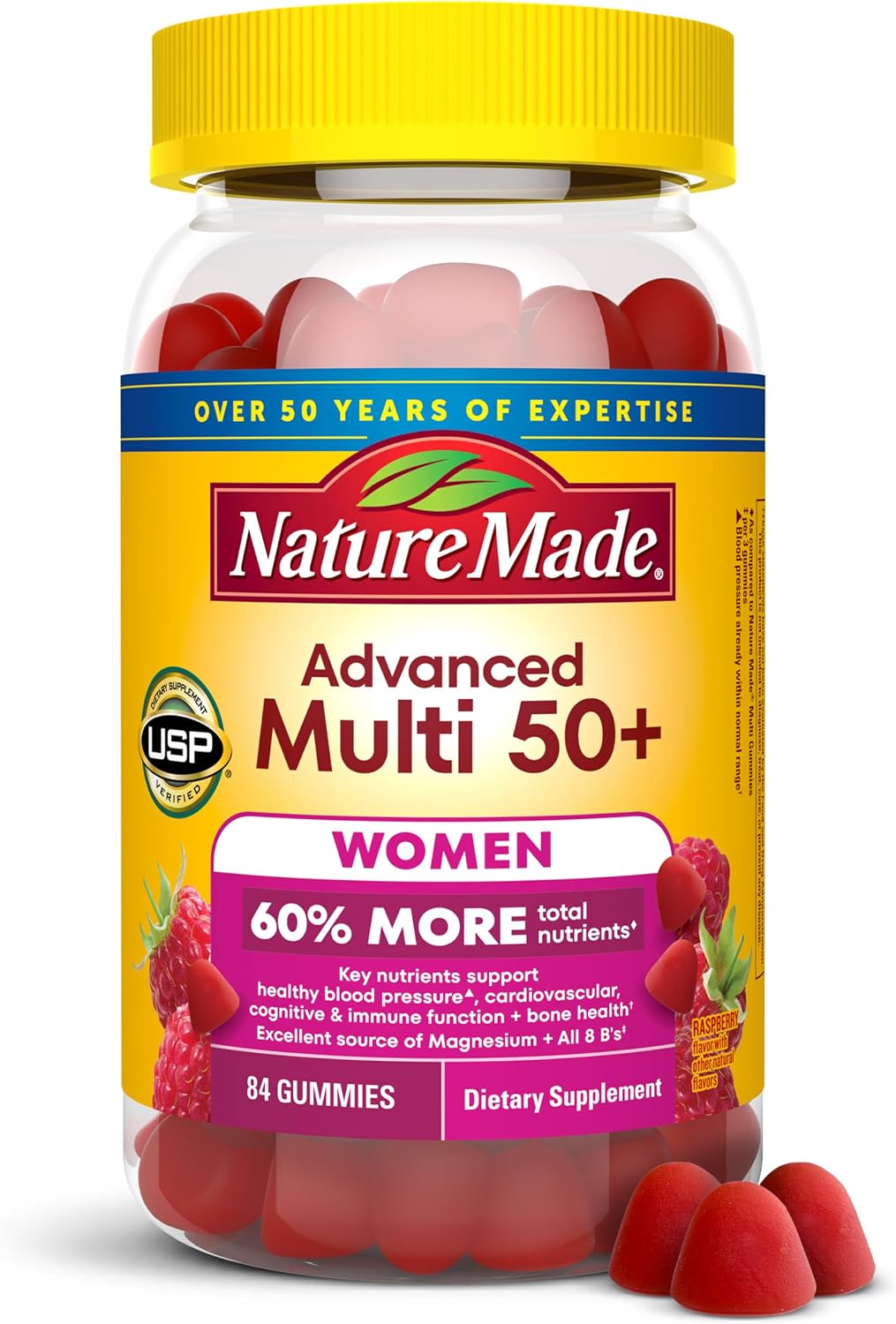 Nature Made women 50 plus multivitamin gummies front label