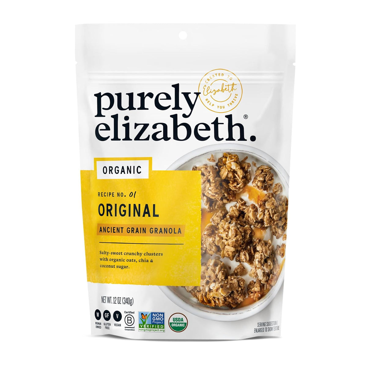 Purely Elizabeth gluten-free ancient grain granola package