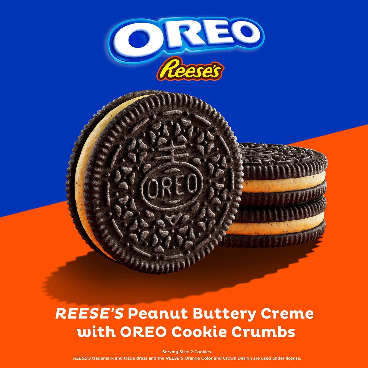 Chocolate sandwich cookies with REESE'S peanut butter creme