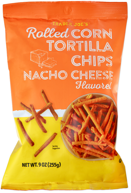 Trader Joe's nacho cheese flavored rolled corn tortilla chips