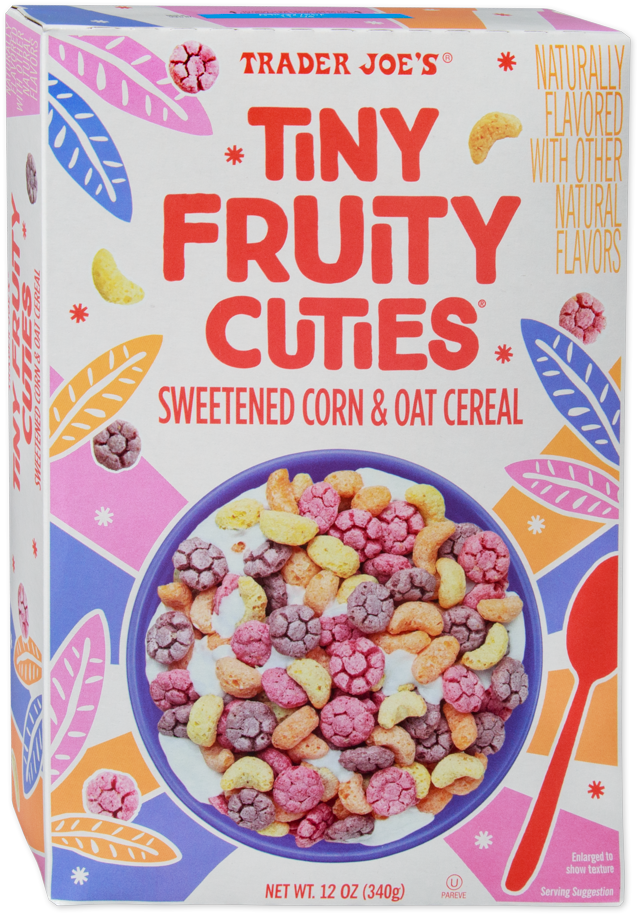 Trader Joe's Tiny Fruity Cuties Cereal box