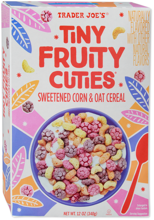 Trader Joe's Tiny Fruity Cuties Cereal box
