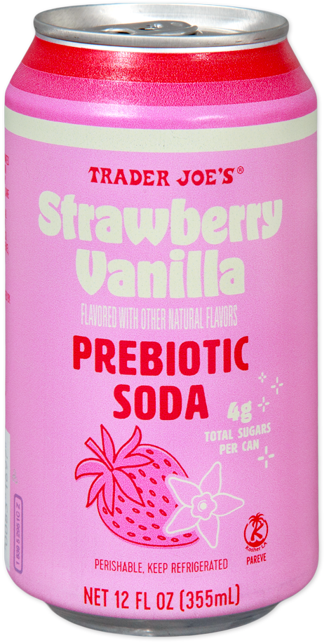 Trader Joe's Strawberry Vanilla Prebiotic Soda can