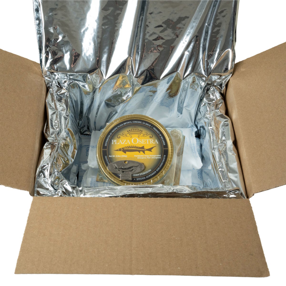 Bulgarian sturgeon caviar serving tin by Plaza Osetra