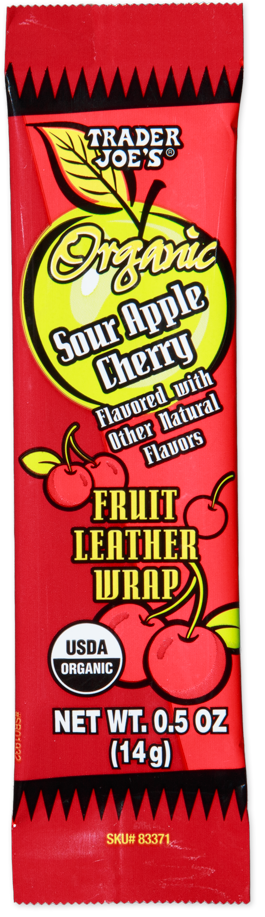 Organic sour apple cherry fruit leather wrap