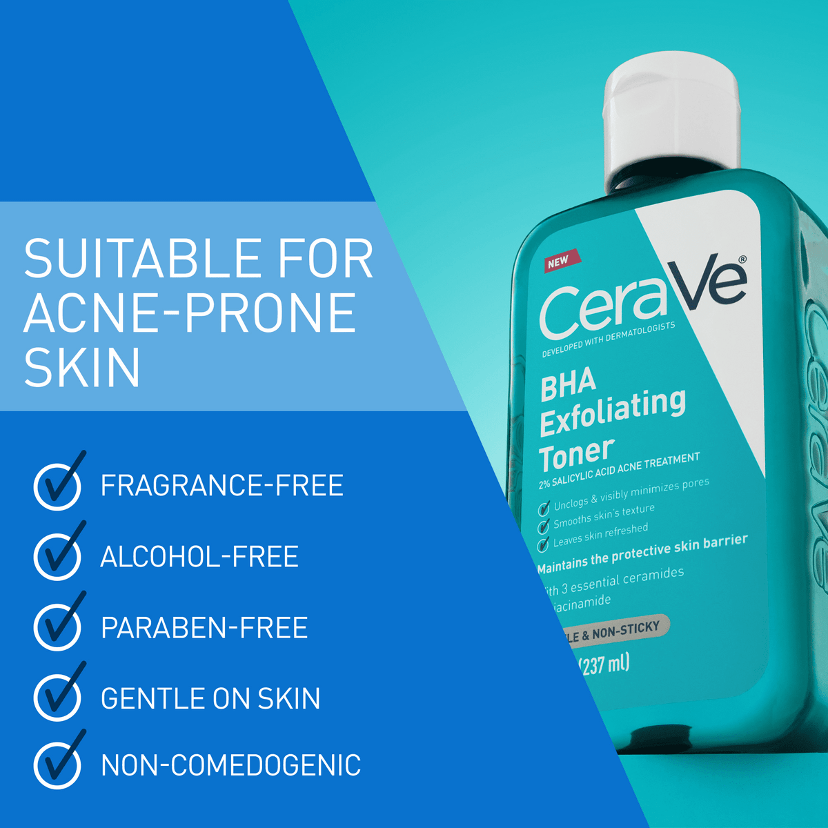 CeraVe dermatologist-developed BHA exfoliating toner