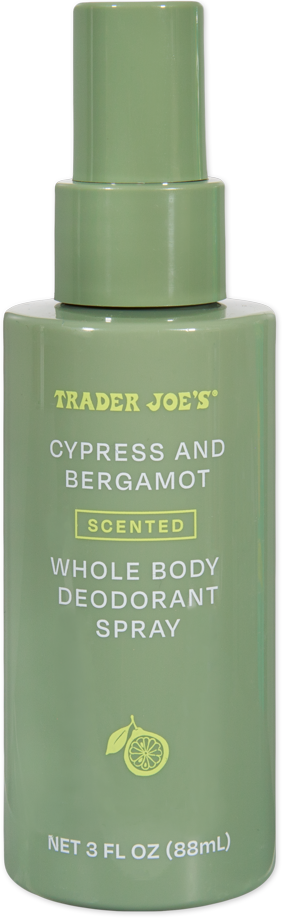 Trader Joe's Cypress and Bergamot scented whole body deodorant spray