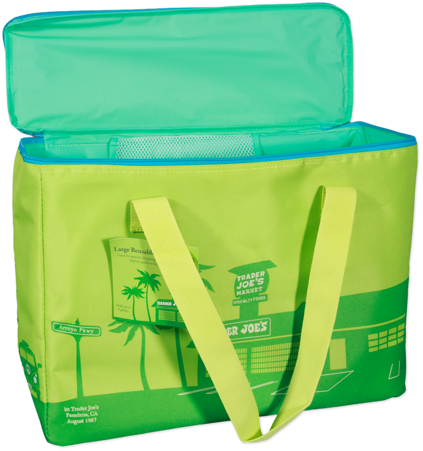 Trader Joe's lime green reusable insulated bag