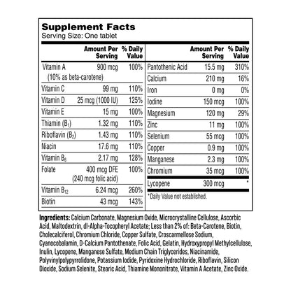 Large-count multivitamin tablets for men