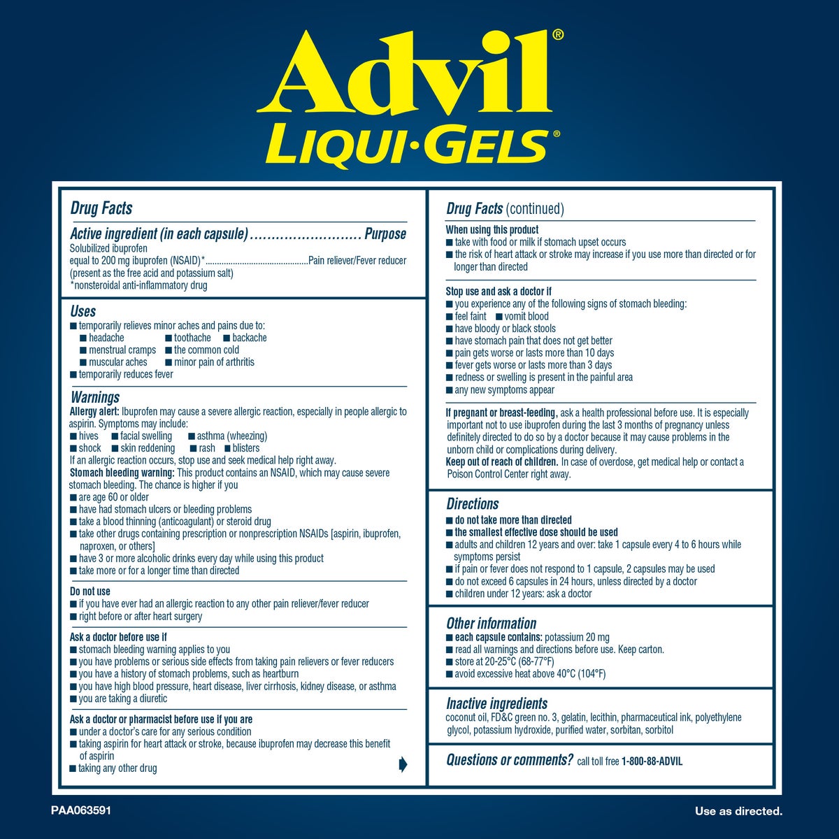 Advil liquid-filled ibuprofen capsules 240 count