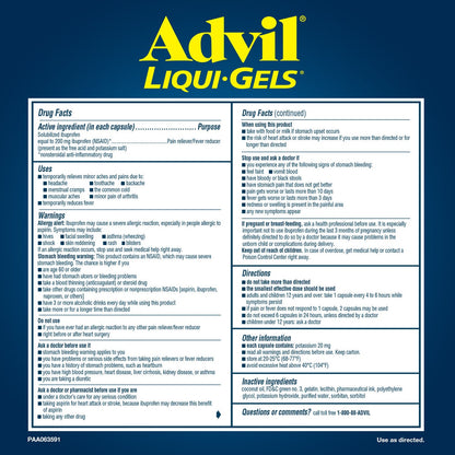 Advil liquid-filled ibuprofen capsules 240 count