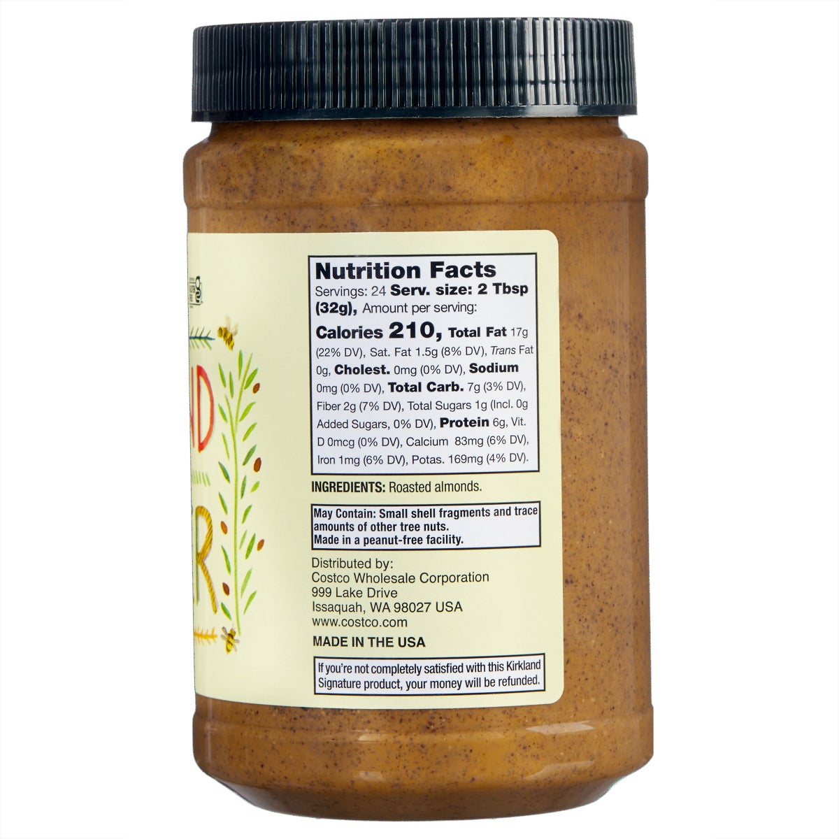 Kirkland Signature almond butter front label