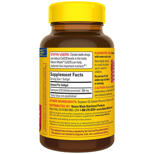 Nature Made CoQ10 supplement softgel front label