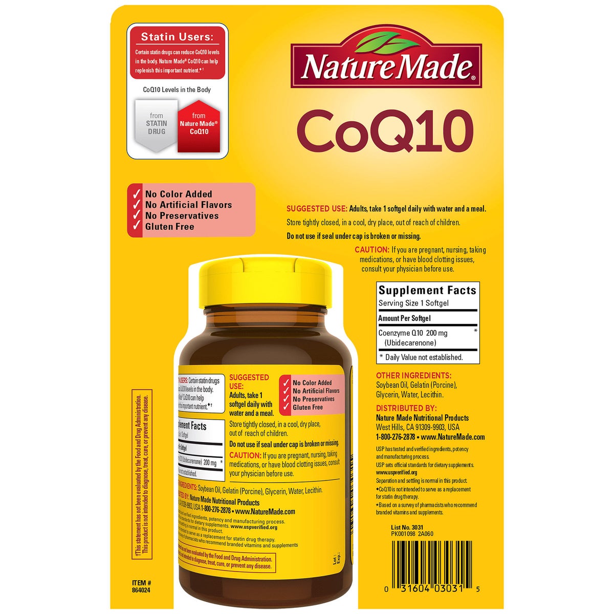 Nature Made CoQ10 140 softgels packaging