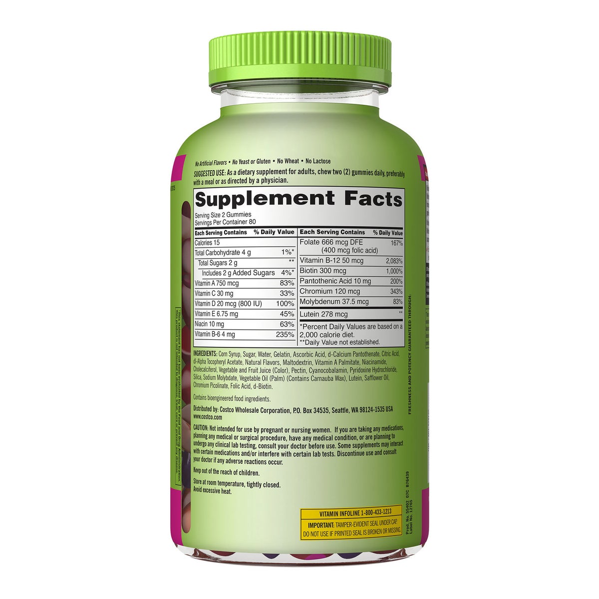 Natural fruit flavored adult multivitamin gummies