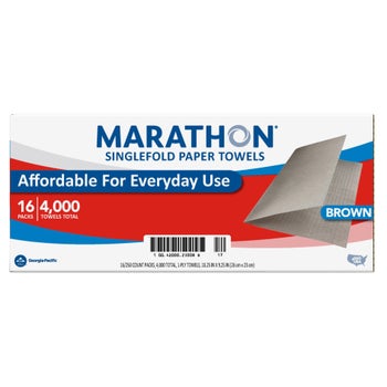 Marathon brown singlefold 1-ply paper towels 16-pack