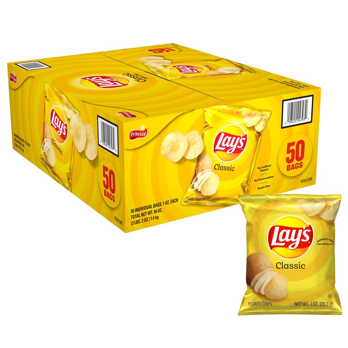 Lay's Classic potato chips 50-count snack pack