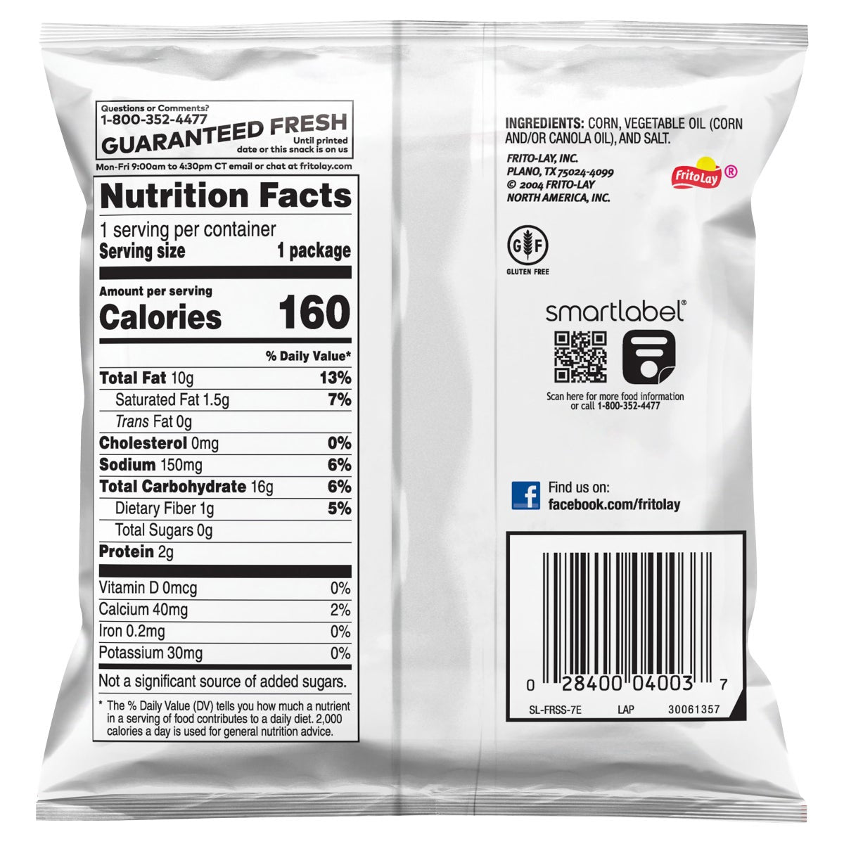 Frito Lay Fritos Original Corn Chips packaging