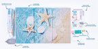 Crystal Shore three-panel seaside diamond painting design
