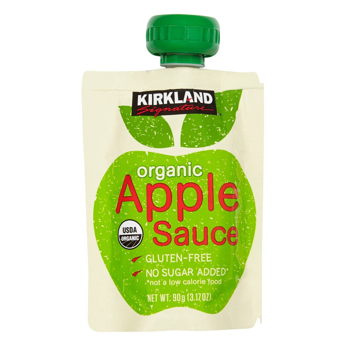 Close-up of Kirkland Signature organic applesauce cup