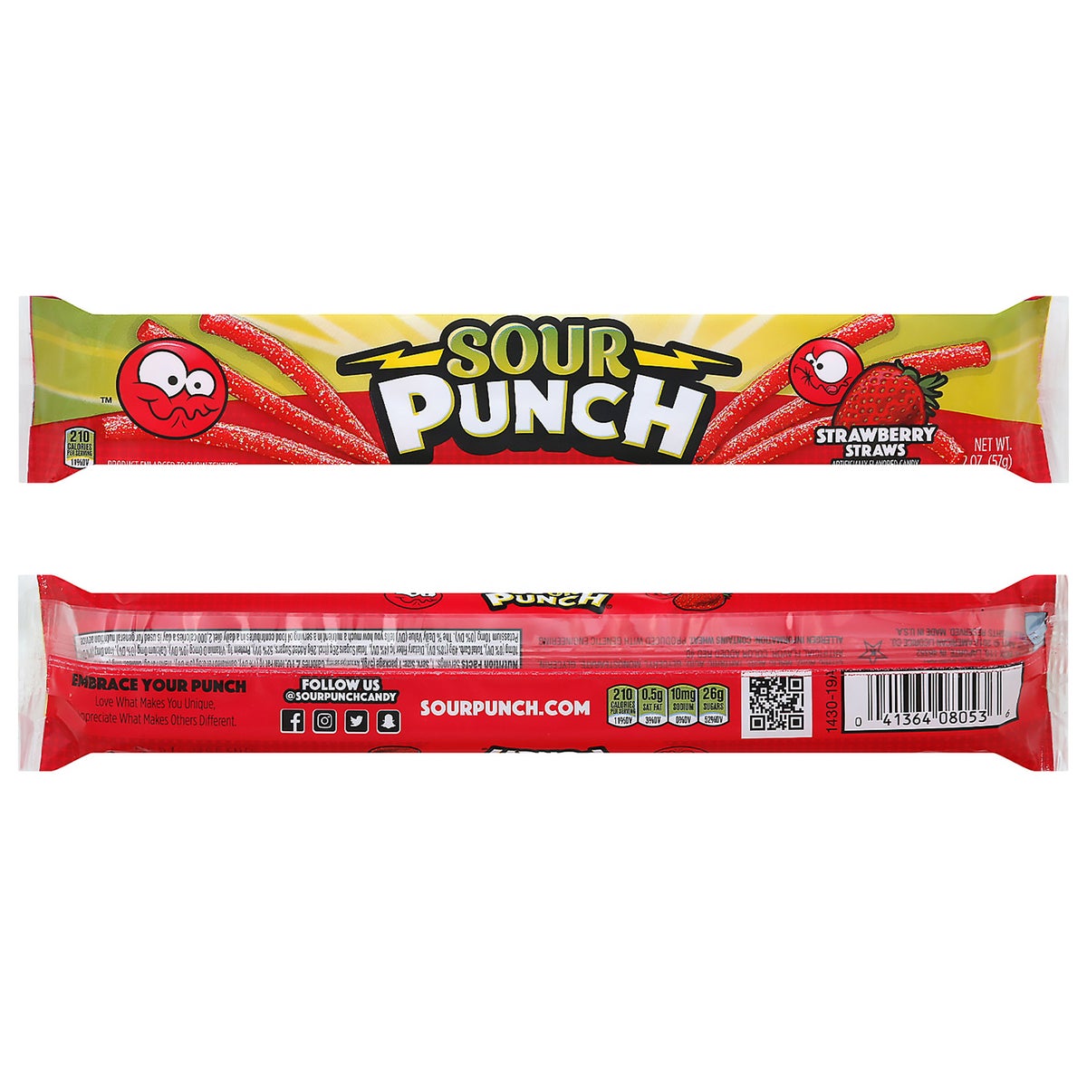 Sour Punch strawberry straws individual 2 oz tray